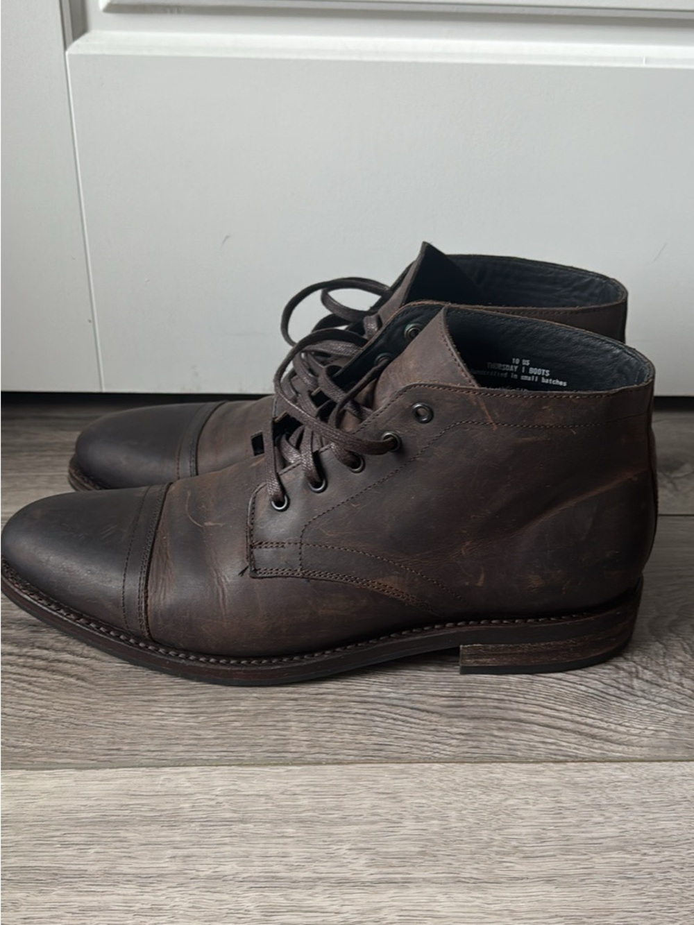 Men's Brown Leather Cap-Toe Lace-Up Boots